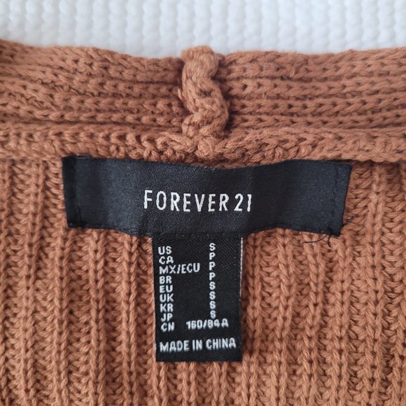 Forever 21 Sweater Womens Small Brown Faux Wrap V-Neck Casual Autumn - Picture 8 of 9